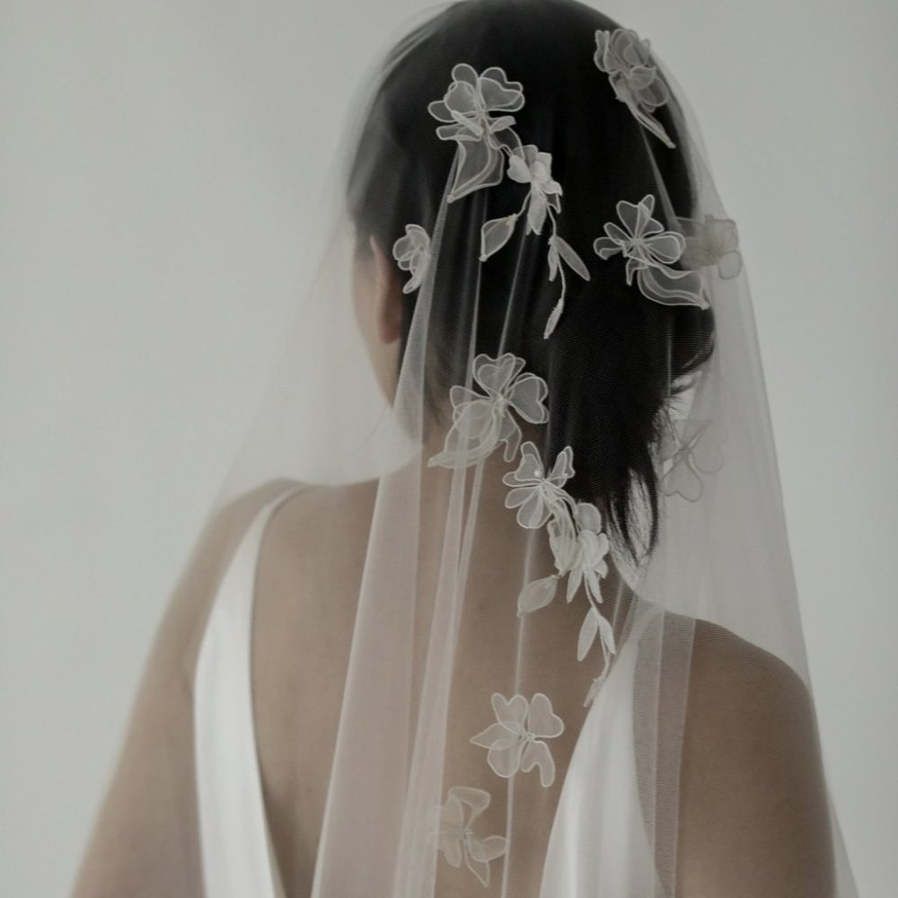 A B Ellie custom Cleo Veil, Cathedral Length